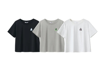 Damen T-Shirts im minimalistischen Stil mit lässigem O-Ausschnitt und Druck