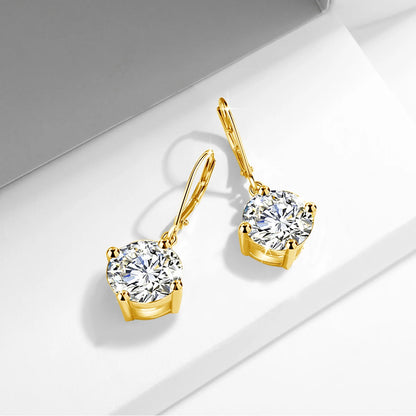 Damen-Moissanite-Tropfenohrringe aus Sterlingsilber mit Gelbgold-Beschichtung, 2,4 ct, Zertifikat