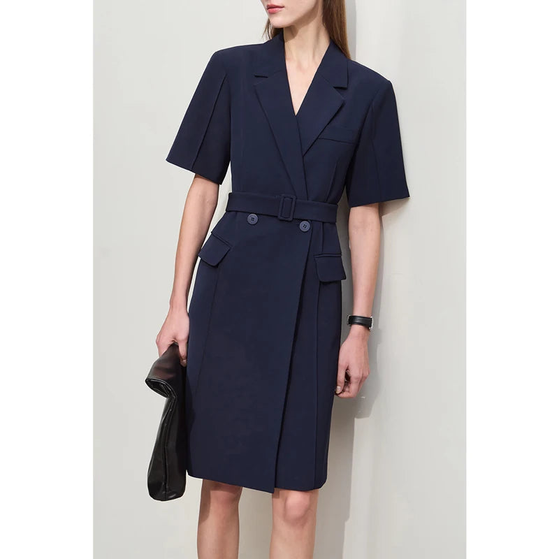 Minimalistisches Blazer Kleid Für Damen Elegant Mit Gürtel