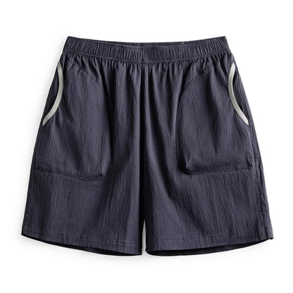 Männer Shorts aus atmungsaktiver Seersucker-Textur mit elastischer Taille und Kontrastfarbe