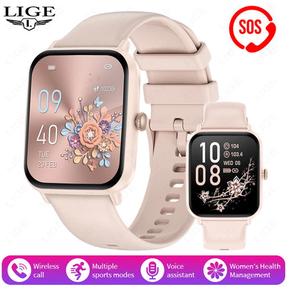 LIGE Neue Herrenuhr 1,83-Zoll SOS Sport Fitness Tracker Herzfrequenz Blutsauerstoff Frauen Smart Watch Wasserdicht für Android IOS
