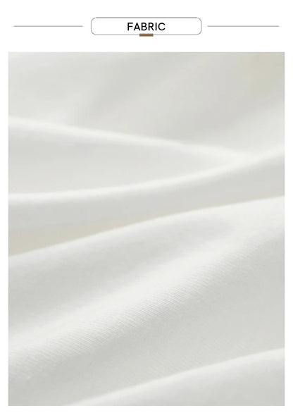 Damen T-Shirt aus mercerisierter Baumwolle mit V-Ausschnitt und Spitzen-Detail