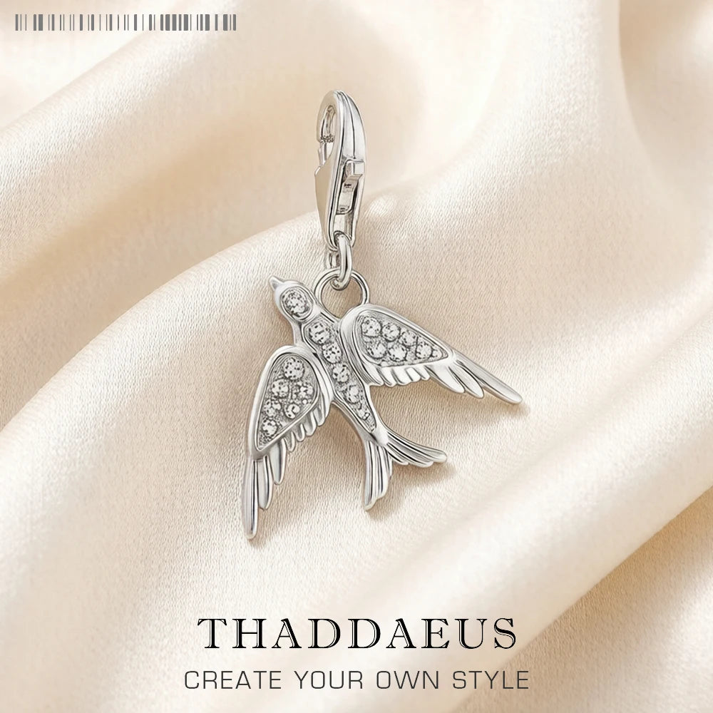 Damen-Charm-Anhänger Schwalbe Vogel Hoffnung Treue Sommer aus Sterlingsilber