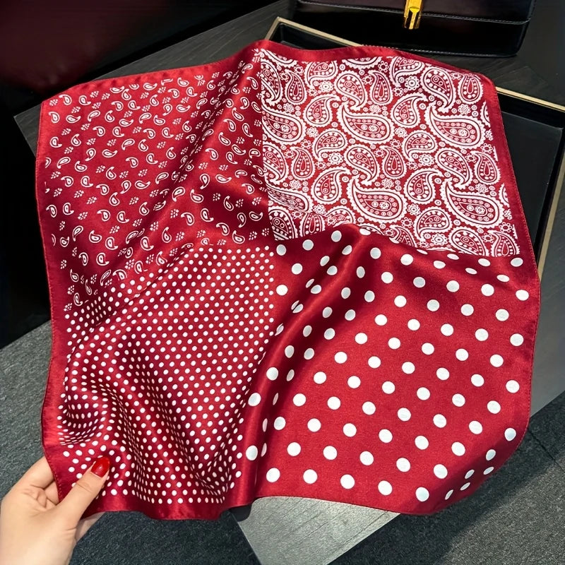 Damen Seidenschal gepunktet quadratisch Kopftuch Hijab Bandana Pashmina B