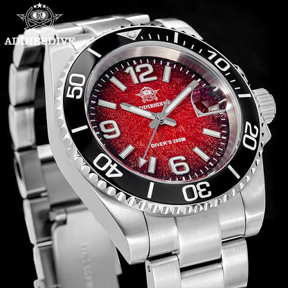 Herren-Taucheruhr 41 mm mit 316L-Stahl und 200 m Tiefe