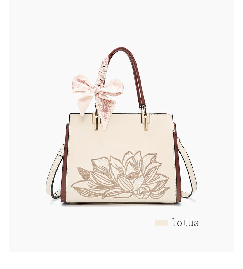 Damen Tasche Aus Splitleder Mit Reißverschluss Im Chinesischen Stil