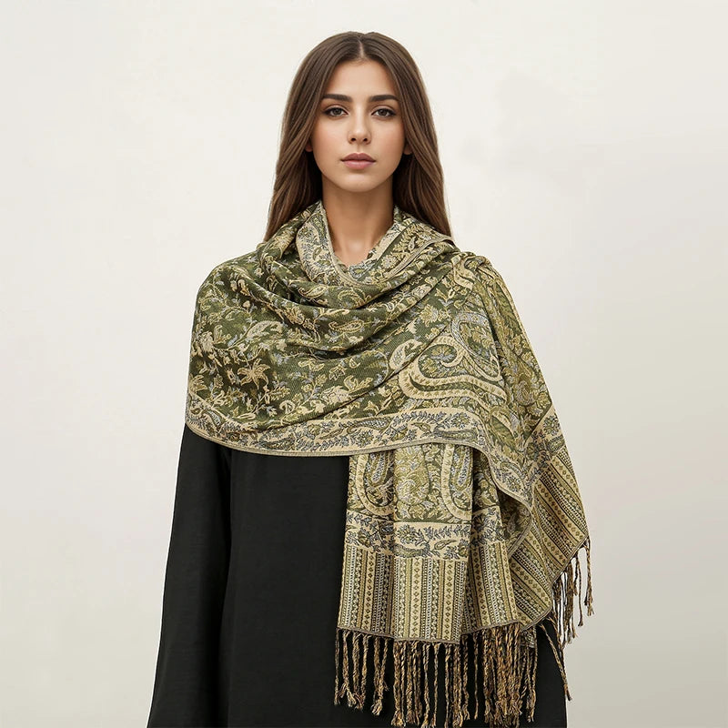 Damen Winterschal Kaschmir Pashmina Luxus Druck warm Stolen Foulard Baumwolle