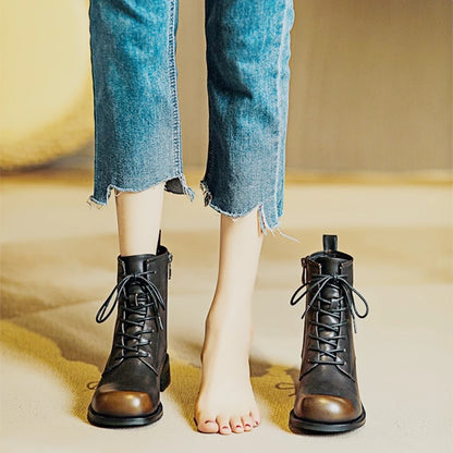 Damen Stiefeletten im Retro-Stil mit rutschfester Sohle und niedrigem Absatz
