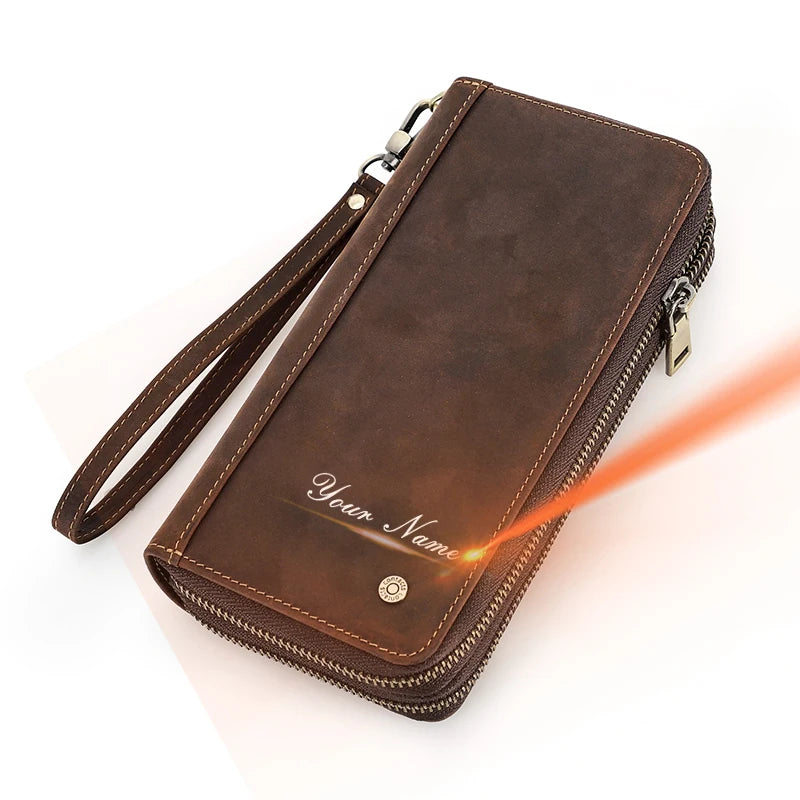 Herren Echtleder Clutch Vintage Business Geldbörse Kartenhalter Reise Büro Geschenk