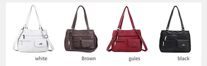 Damen-Handtasche Vintage Schultertasche mit Mehrfachfächern und große Kapazität für iPad und Smartphone