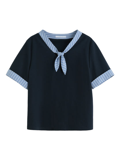 Ärmelloses Damen-Top aus reiner Baumwolle mit Wellenmuster und Perlendetails – atmungsaktiv und elegant in Blau