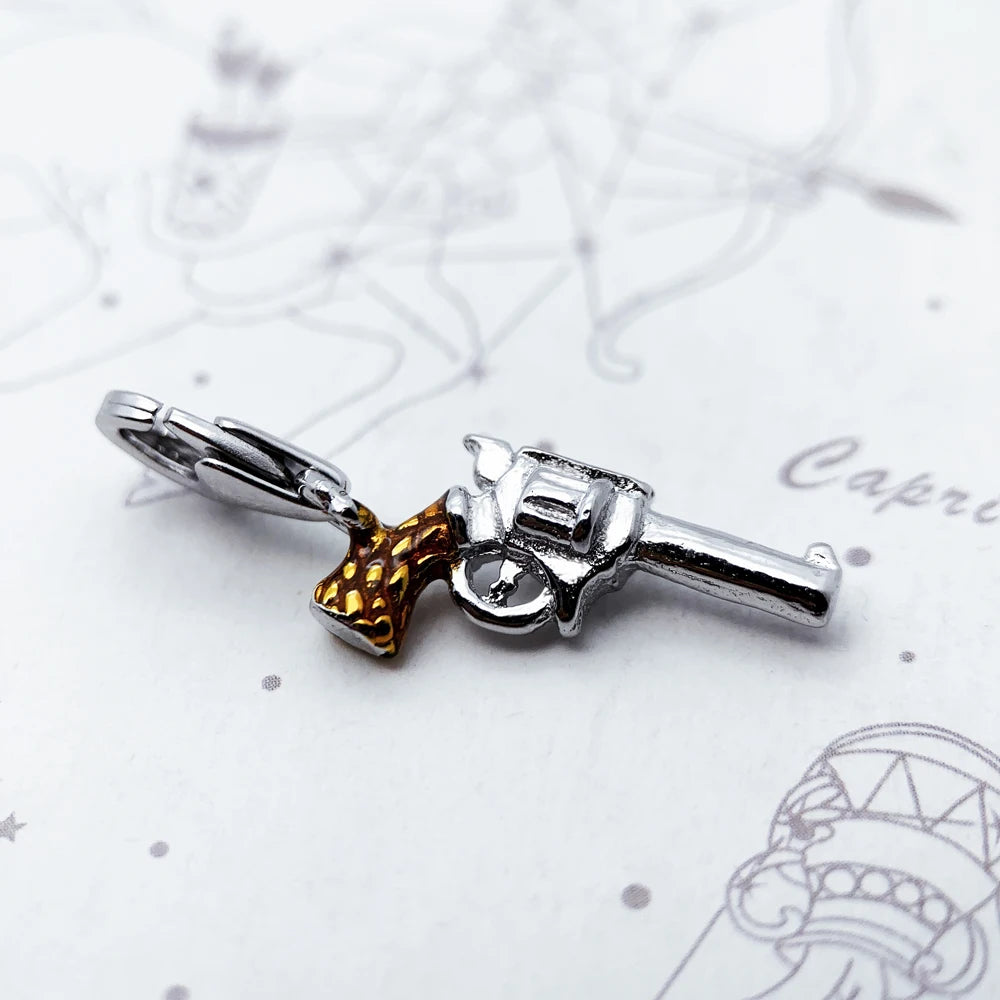 Damen-Charm-Anhänger Pistole Punk Rebel aus Sterlingsilber
