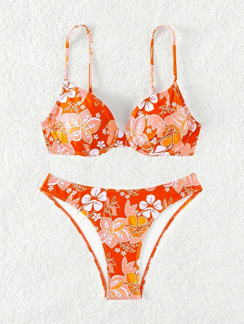 Gestreiftes sexy Bikini-Set mit Push-up-Effekt – ideal für Strand und Pool
