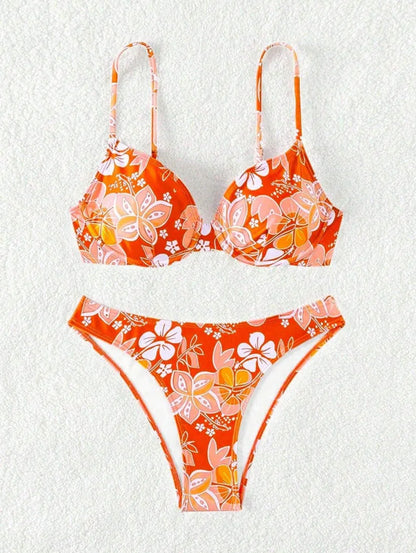 Gestreiftes sexy Bikini-Set mit Push-up-Effekt – ideal für Strand und Pool