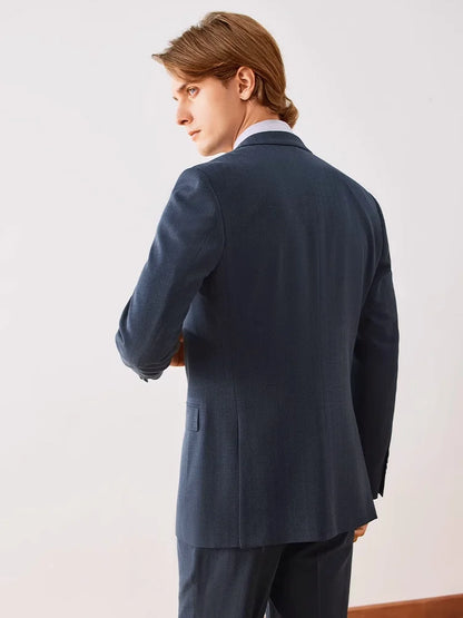 Schlanker Herrenblazer aus Wollmischung mit braunem Karomuster und Taschen – ideal für Business und Hochzeiten