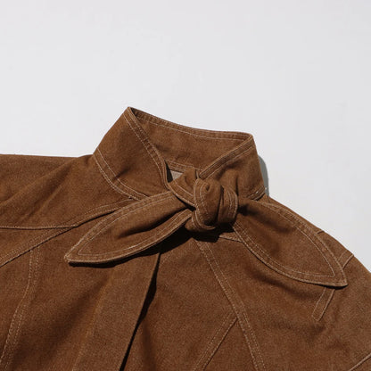 Eleganter Damen-Minirock mit hohem Bund und Schleifendetail – modisches Patchwork-Design für stilvolle Auftritte
