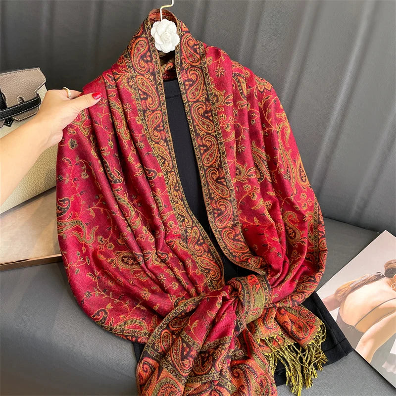 Damen Winterschal Kaschmir Pashmina Luxus Druck warm Stolen Foulard Baumwolle
