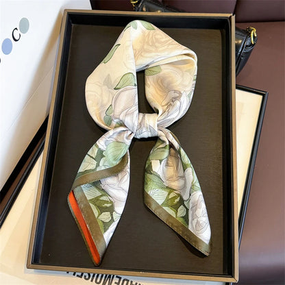 Damen Twill Seidenschal 65cm quadratisch Krawatte Halstuch doppelseitig Hijab Bandana C