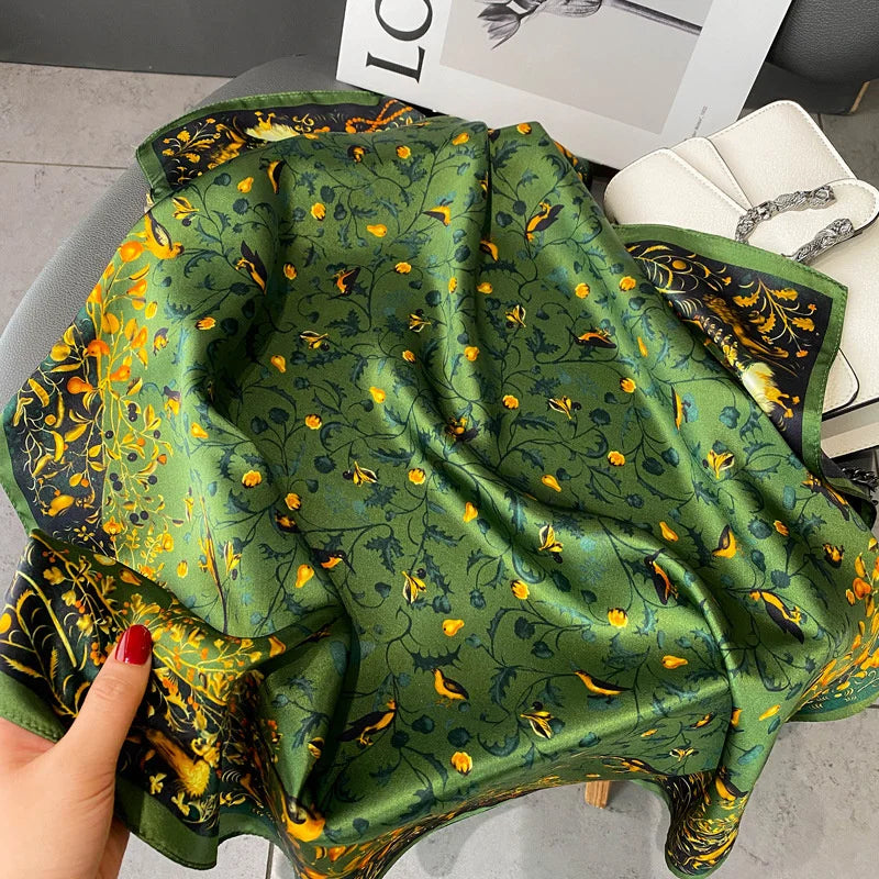 Damen Seidenschal quadratisch 68cm Halstuch Bandana Hijab Pashmina B