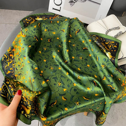 Damen Seidenschal quadratisch 68cm Halstuch Bandana Hijab Pashmina B