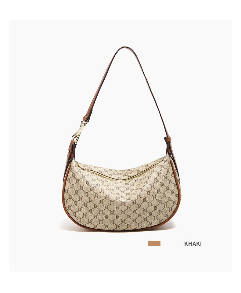 Damen Schultertasche aus PVC-Leder im Retro-Hobo-Stil mit großem Fassungsvermögen