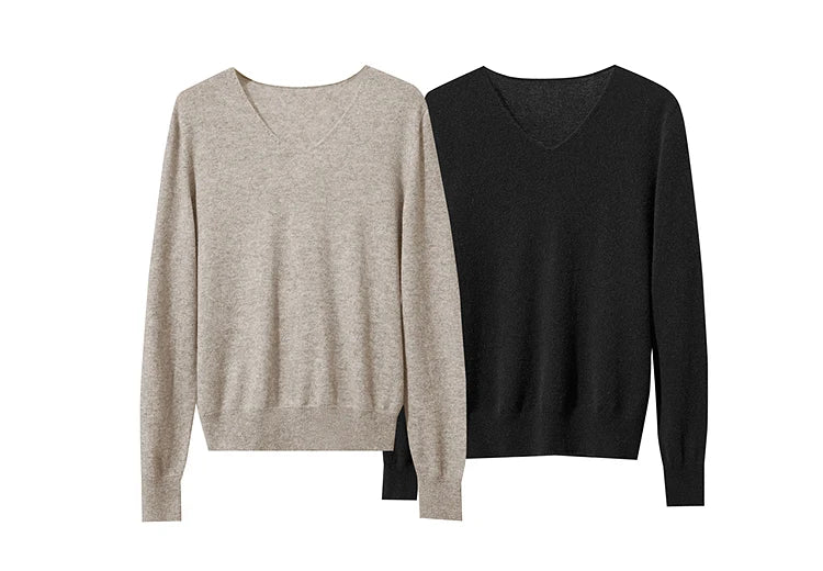 AMII Damenpullover, langärmelig, in Beige und Schwarz