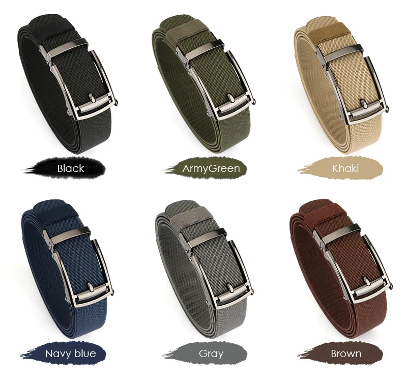 VATLY Elastik-Gürtel Herren Gunmetal Automatik-Schnalle Nylon Einheitsgröße