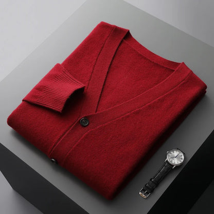Herren Strickjacke Frühling und Herbst Basic Strick pullover aus reiner Wolle Herren große lose V-Ausschnitt Mantel reine Farbe Freizeit jacke Top
