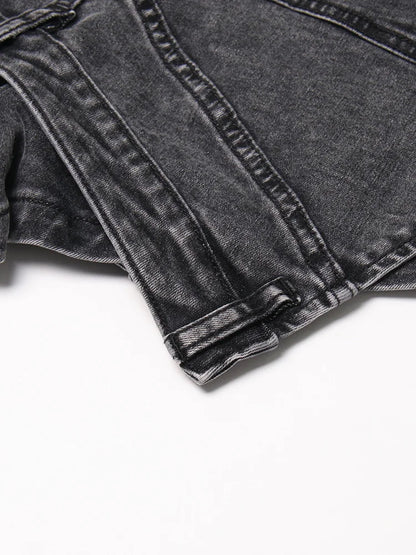 Colorblock-Leoparden-Jeans mit Hohldesign für Damen – High-Waist, gespleißte Taschen und weites Bein