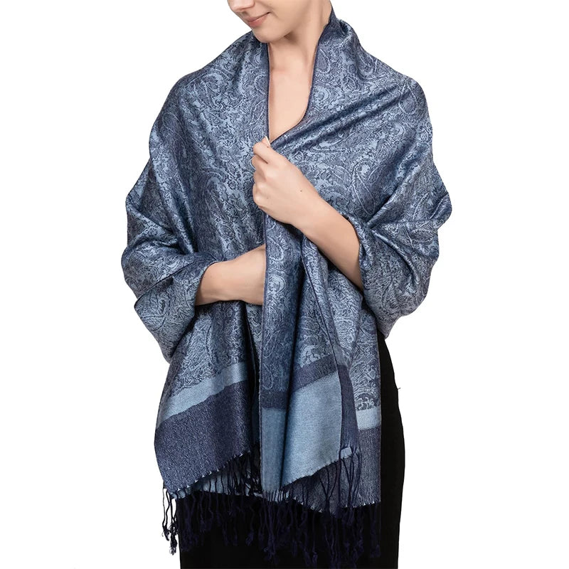 Damen Jacquard Schal ethnisch Kaschmir dick weich Halstuch Bandana Outdoor