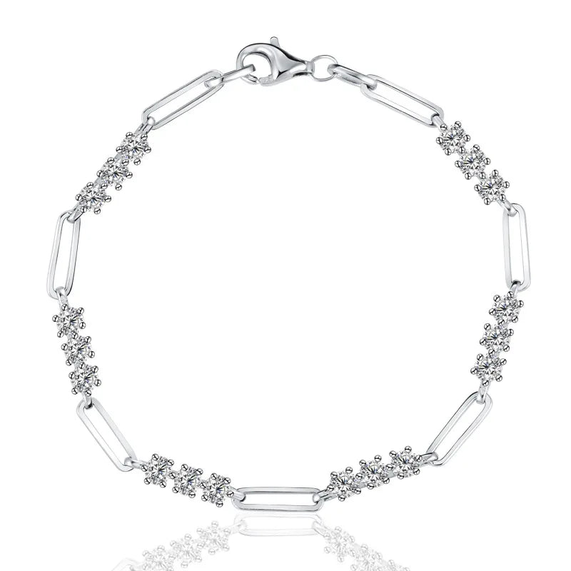 Damen-Armband Paperclip-Design mit Moissanit