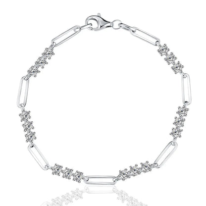 Damen-Armband Paperclip-Design mit Moissanit