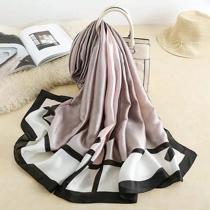 Damen Satin Seidenschal Hijab Sommer Sonnenschutz Strand Kopftuch Foulard