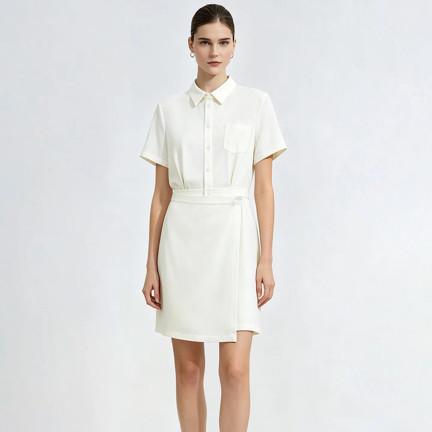 Elegantes Damen Midikleid Mit Reverskragen Und Stretch