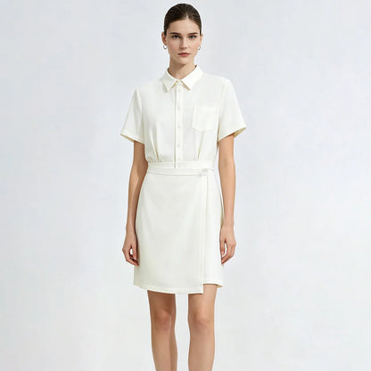 Elegantes Damen Midikleid Mit Reverskragen Und Stretch