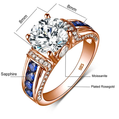 Damen-Ring Moissanit D-Farbton VVS1 2 Ct Sterlingsilber 925 Schmuckqualität Premium