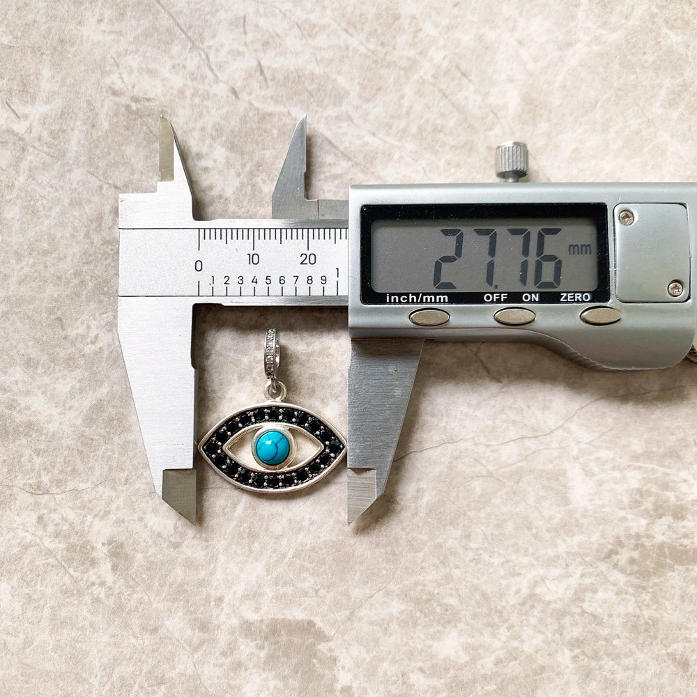 Damen-Charm-Anhänger Türkis Nazar Auge Vintage Glück aus Sterlingsilber