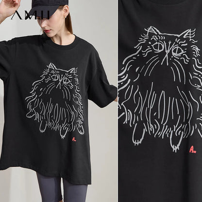 Damen T-Shirt mit Druck im lässigen Rundhals-Stil für das Büro