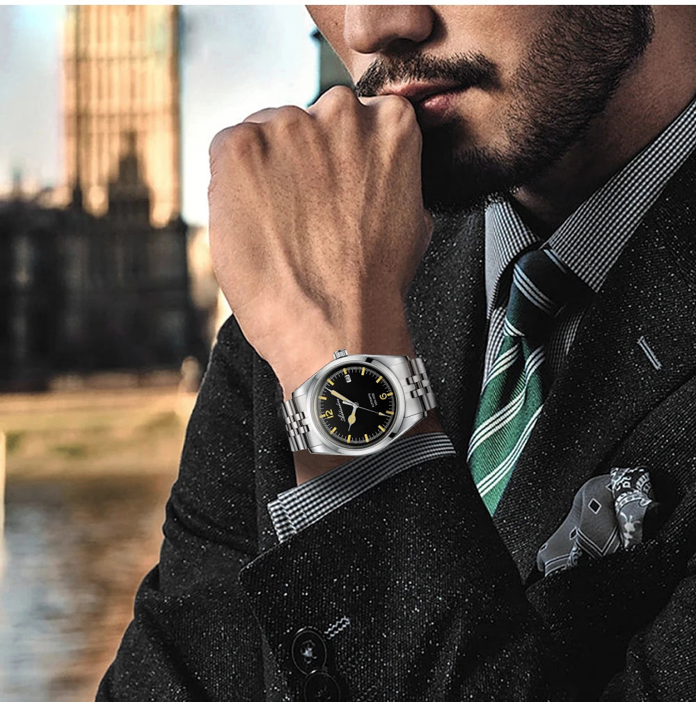 Herren-Automatikuhr mit Jubilee-Armband und Kalenderanzeige
