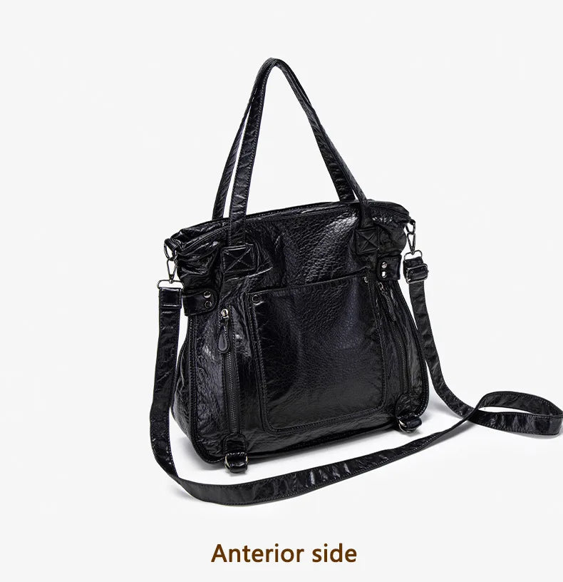 Damen-Handtasche aus weichem Leder mit Mehrfachfächern Große Umhängetasche mit Top-Griff