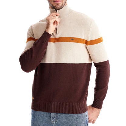 Herren Pullover aus hochwertiger Baumwolle mit Reißverschluss im Mock Neck Stil