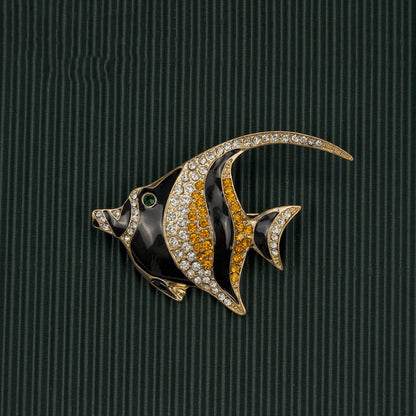 Brosche Fisch Schmetterling Insekt Emaille Kristall Vintage Retro Kleidung Damen