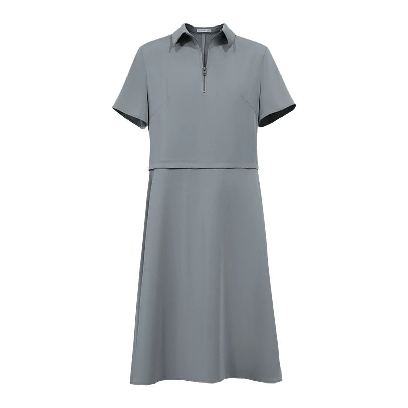 Elegantes Damen Midikleid Mit Reißverschluss Und Figurbetonter Taille
