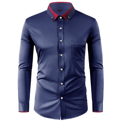 Kurzärmeliges Herrenhemd im koreanischen Stil mit modischem Print und Stickerei – ideal für den Sommer.