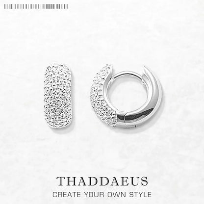 Damen-Creolen weiss Pave Scharnier 925 Sterlingsilber