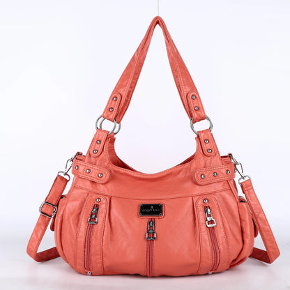 Damen-Schultertasche aus PU-Material Mit Großem Fassungsvermögen und Reißverschluss für Alltag und Freizeit