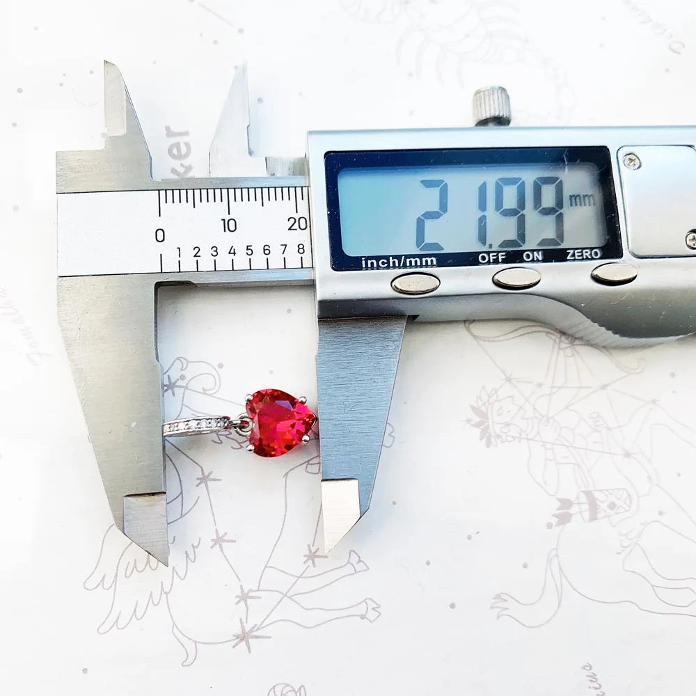 Damen-Charm-Anhänger Herz roter Stein romantisch Herbst aus Sterlingsilber