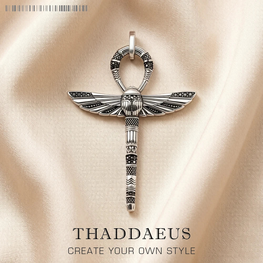 Damen-Charm-Anhänger Skarabäus Ankh-Kreuz ägyptisch III aus Sterlingsilber