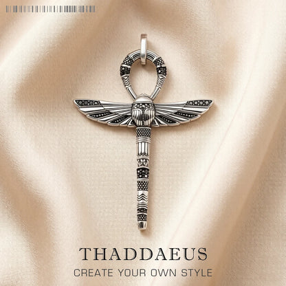 Damen-Charm-Anhänger Skarabäus Ankh-Kreuz ägyptisch III aus Sterlingsilber