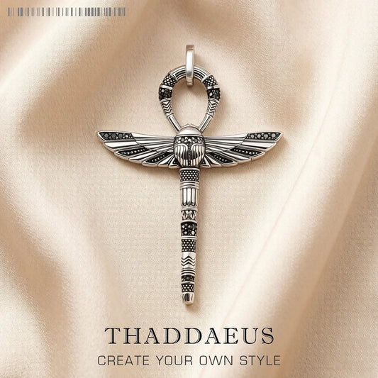 Damen-Charm-Anhänger Skarabäus Ankh-Kreuz ägyptisch III aus Sterlingsilber